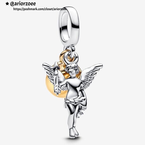 Pandora Cupid Dangle Charm|Two-tone - Picture 1 of 3